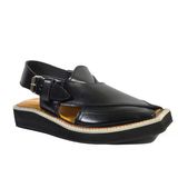 Black Leather Kaptaan Chappal PESH51