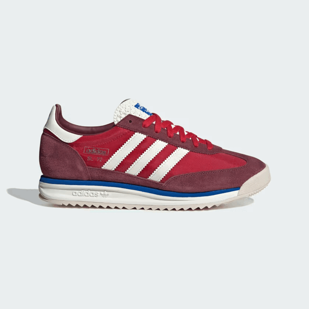 red white and blue adidas sneakers