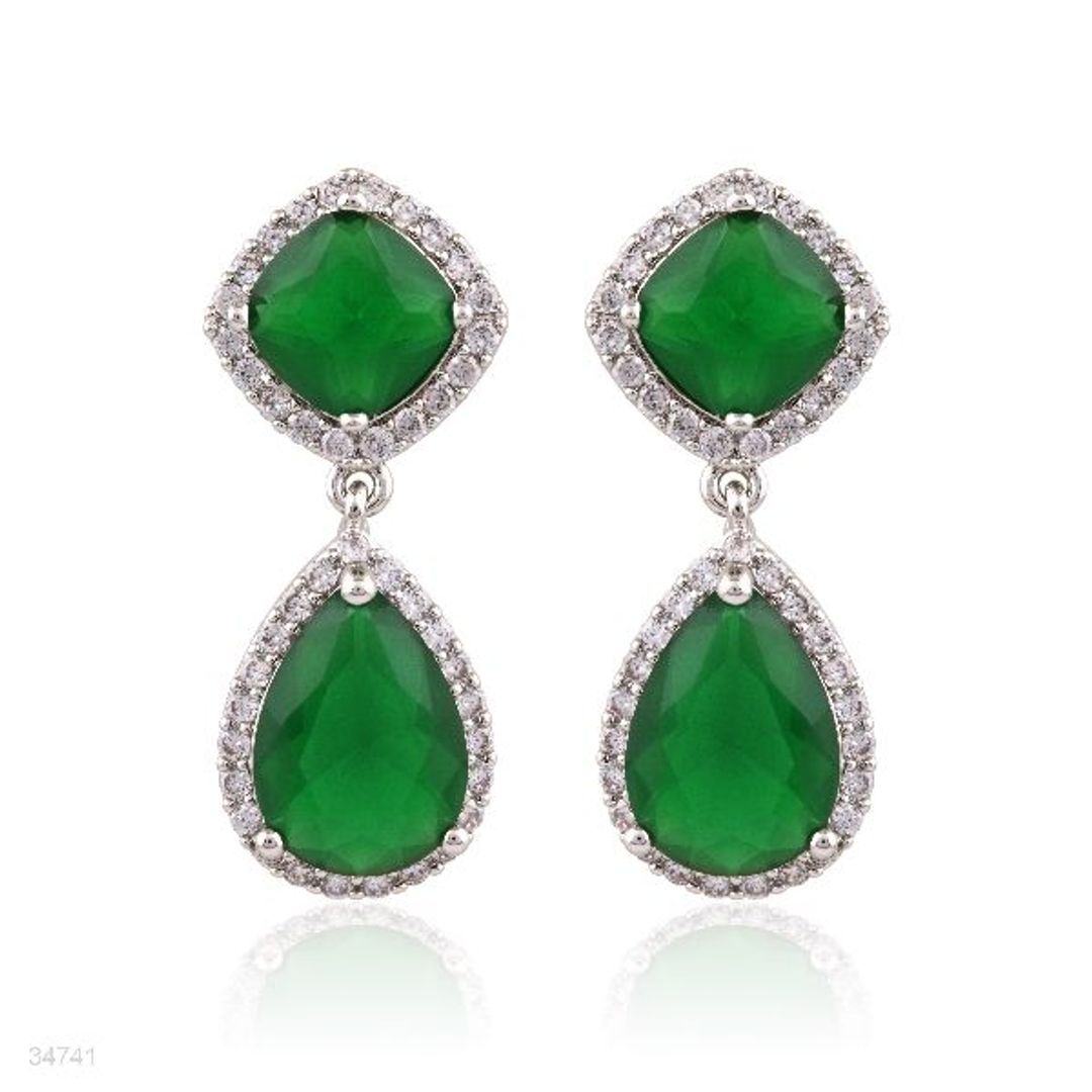 Buy Classic big two drop green earrings Online in Pakistan On