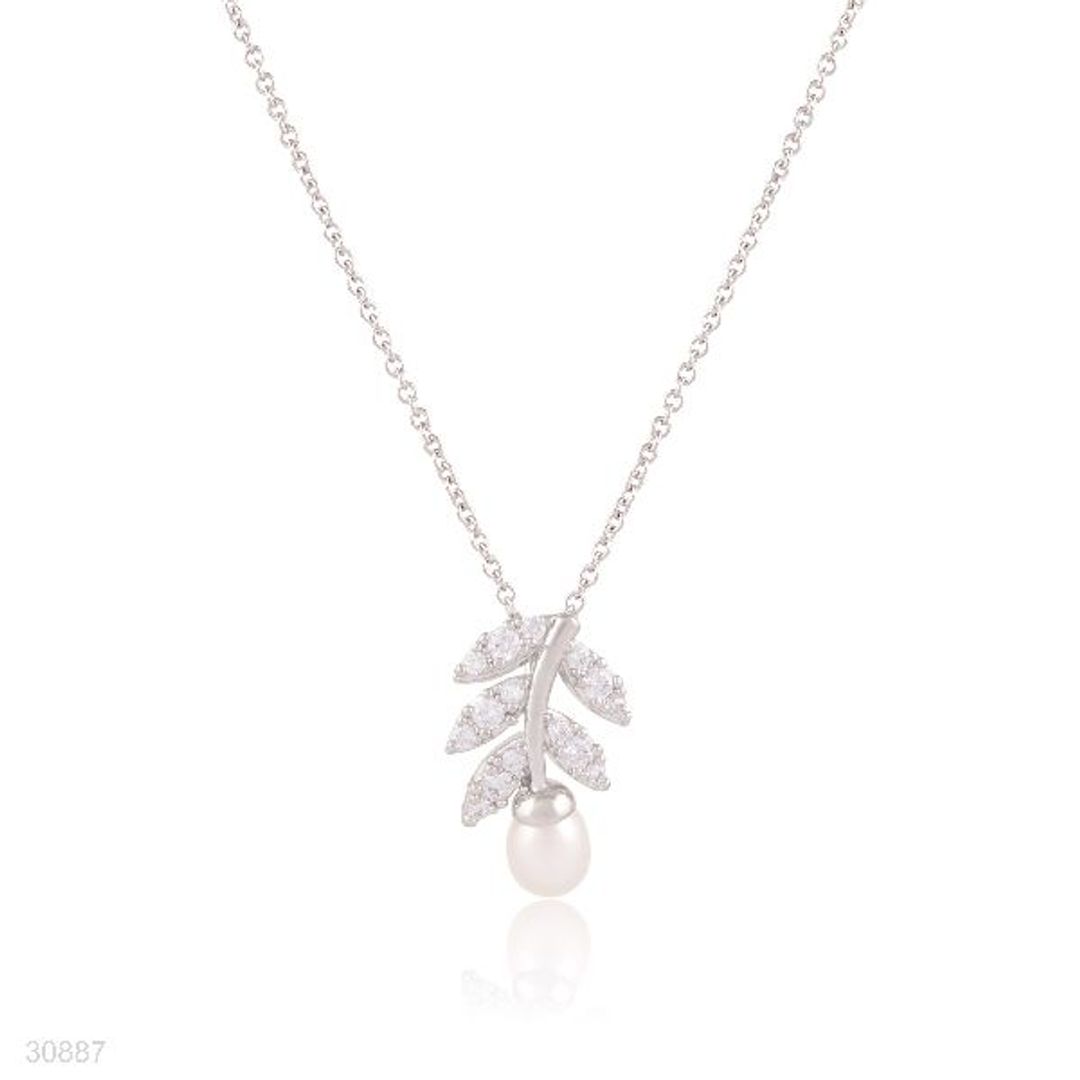 Pakistan Delicate Silver Pendant Necklace Buy Delicate Leaf Pearl