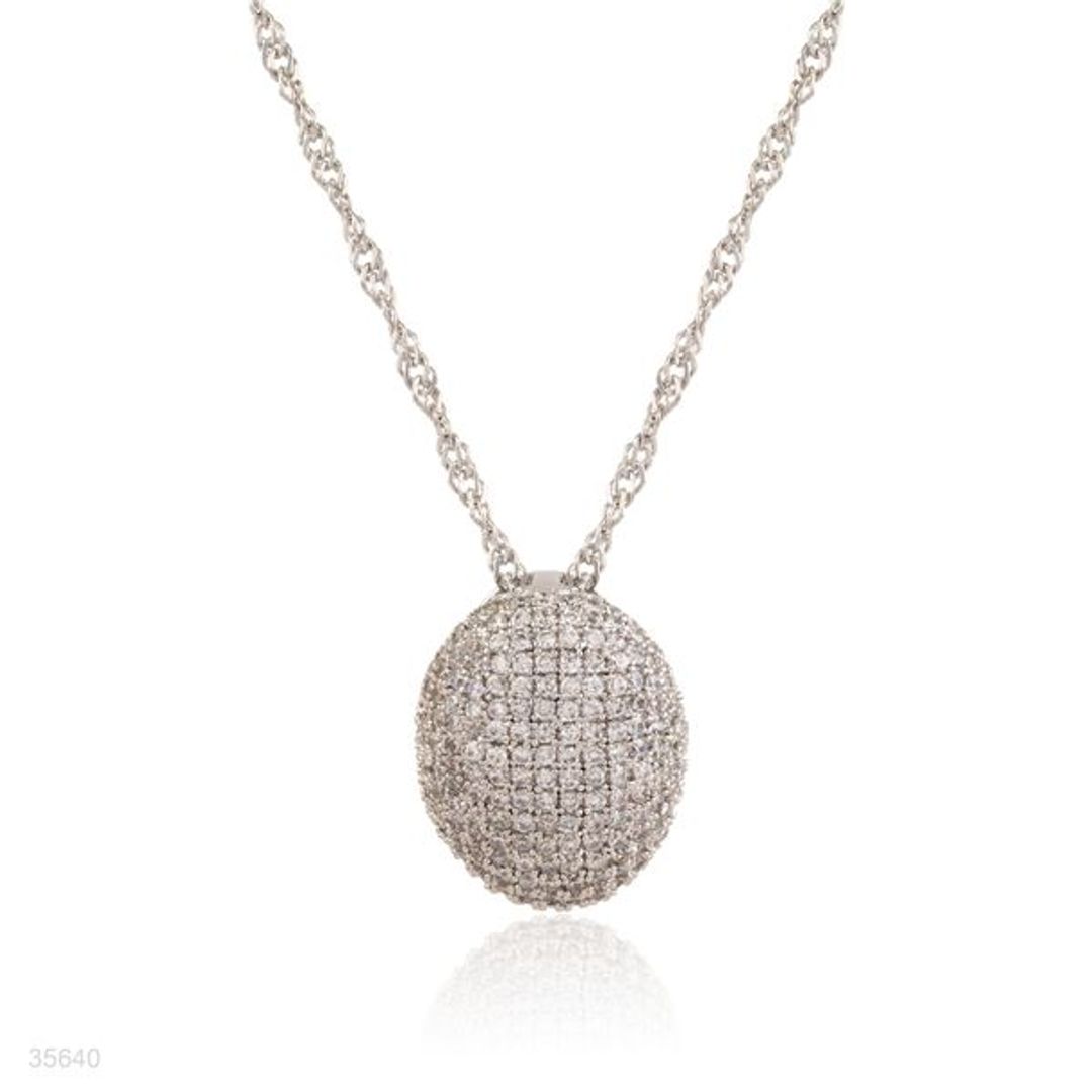 Buy Dazzling oval silver pendant Online in Pakistan On Tesoro at