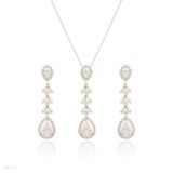 PENDANT SET 2 DROPS ZC Silver-CLEAR