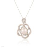 Captivating silver pearl flower pendant