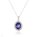 Allah blue oval silver pendant