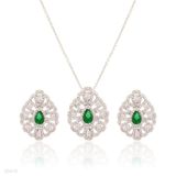 SET N+E SM Drop Sharp Delicate ZC Silver-GREEN