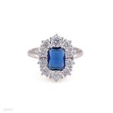 RING ELEGANT RECTANGLE 3A ZIRCON LUX-Silver-BLUE