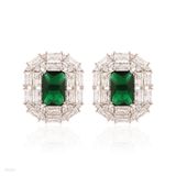 Striking rectangle baguette green earrings