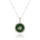 Allah green circle silver pendant
