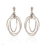 Stylish dangling rings silver earrings