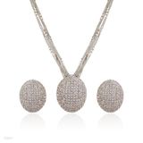 PENDANT SET N+E OVAL FULL ZC Silver-CLEAR