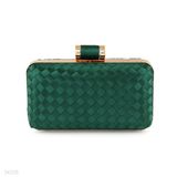 Elegant forest green crosshatch bar lock clutch