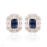 Striking rectangle baguette blue earrings
