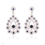 Engaging long circle blue earrings