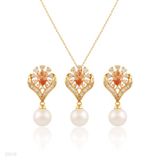 PENDANT SET N+E Flower Pearl ZC Gold-Champagne