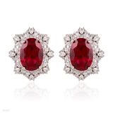 EARING ZIRCON FINE OVAL LUX-SILVER-RED