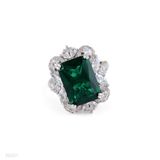 RING 3A RECTANGLE ZIRCON LUX-Silver-GREEN