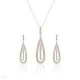 PENDANT SET N+E Drop Line ZC Silver-CLEAR