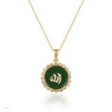 Allah green circle gold pendant