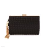 CLUTCH CHECK W/TASSEL-BLACK