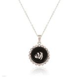 Allah black circle silver pendant