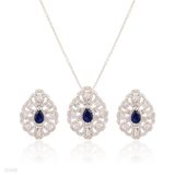 SET N+E SM Drop Sharp Delicate ZC Silver-BLUE