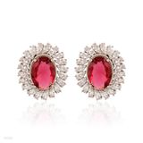 Pleasing oval wreath red earrings