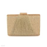 Sparkling rectangle box gold clutch