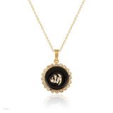 Allah black circle gold pendant