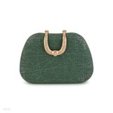 Contemporary shiny lock green clutch