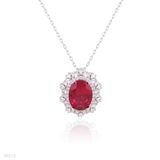 PENDANT 3A ZIRCON FINE OVAL LUX-Silver-RED