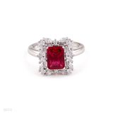RING FANCY RECTANGLE ZIRCON LUX-Silver-RED