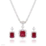 NECKLINE SET N+E FINE ZIRCON LUX-Silver-RED