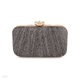 Shiny pleated grey clutch