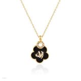 Allah black flower gold pendant