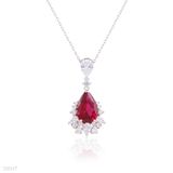 PENDANT CLASSY DROP ZIRCON LUX-Silver-RED