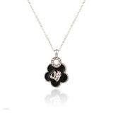 Allah black flower silver pendant