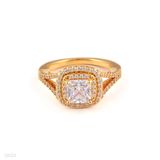 RING SQUARE ELEGANT ZIRCON LUX-Gold-CLEAR