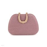 Contemporary shiny lock pink clutch