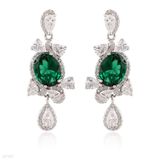 EARING ZIRCON WITH DROP LUX-SILVER-GREEN