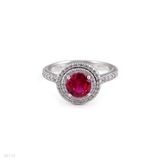RING 2 LINE CIRCLE ZIRCON LUX-Silver-RED