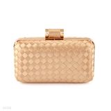 Elegant gold crosshatch bar lock clutch
