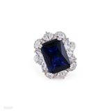 RING 3A RECTANGLE ZIRCON LUX-Silver-BLUE