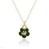 Allah green flower gold pendant