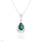 PENDANT CLASSY DROP ZIRCON LUX-Silver-GREEN