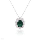 PENDANT 3A ZIRCON FINE OVAL LUX-Silver-GREEN