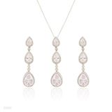 PENDANT SET N+E 3DROPS ZC Silver-CLEAR