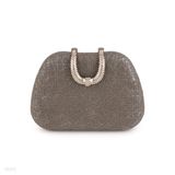 Contemporary shiny lock gray clutch