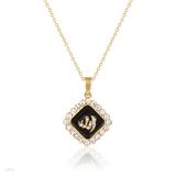 Allah black diamond gold pendant