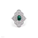 RING FORMAL 3A ZIRCON LUX-Silver-GREEN