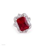 RING 3A RECTANGLE ZIRCON LUX-Silver-RED
